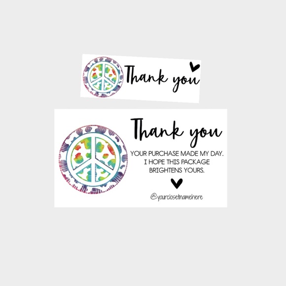53. Tie Dye Peace Sign Personalized Package Inserts | Stickers Bundle - Picture 1 of 2